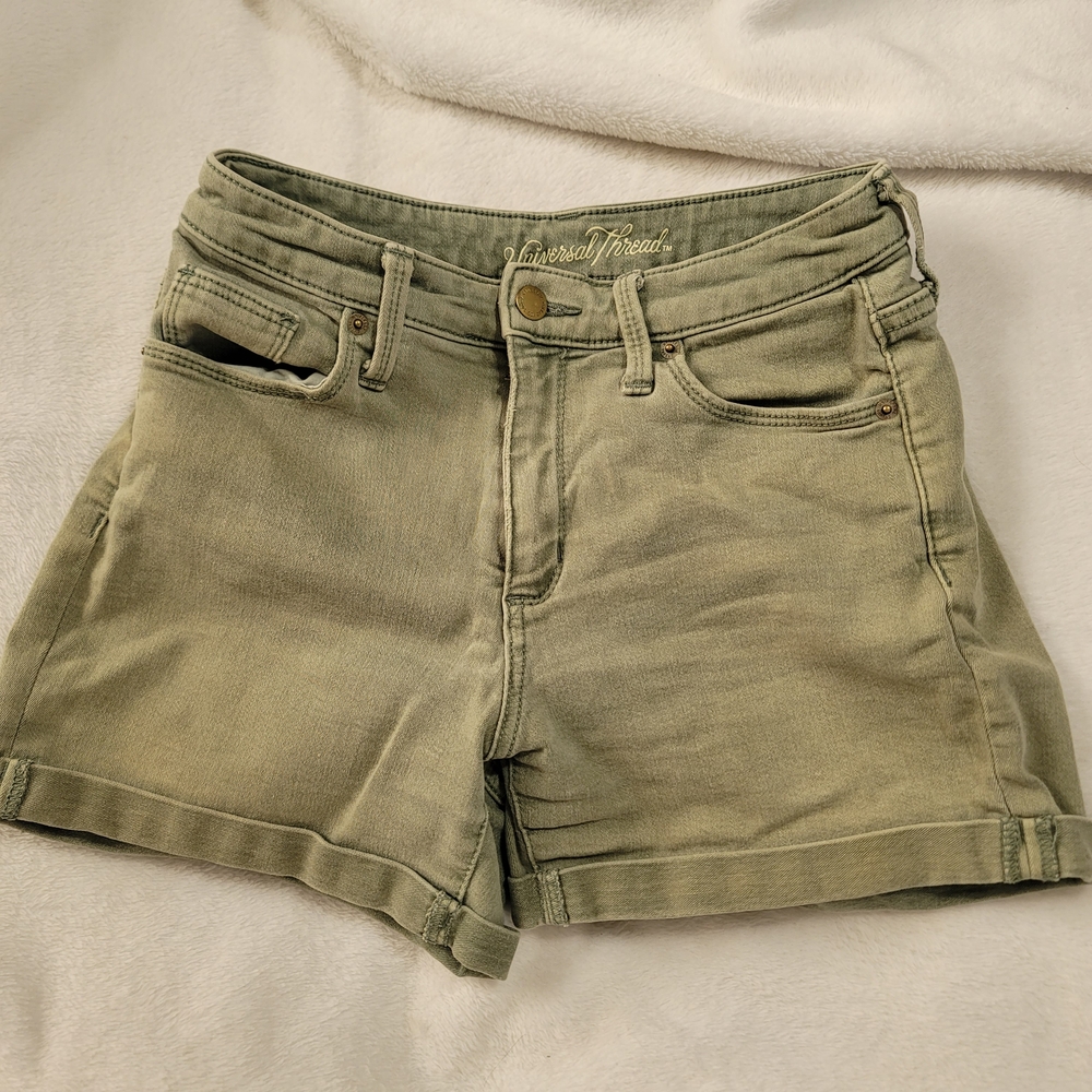 Universal Thread Khaki Jean Shorts Olive Green Sz‎ 2 26